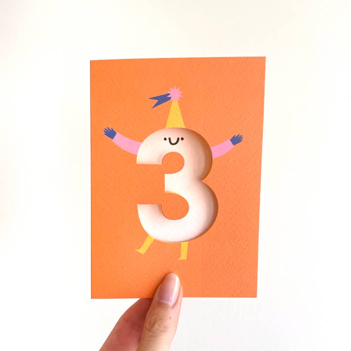 Rumble Cards - Vendita all'ingrosso Biglietti di auguri - Età 3 - Die Cut - Simpatico personaggio divertente Buon compleanno - Tre