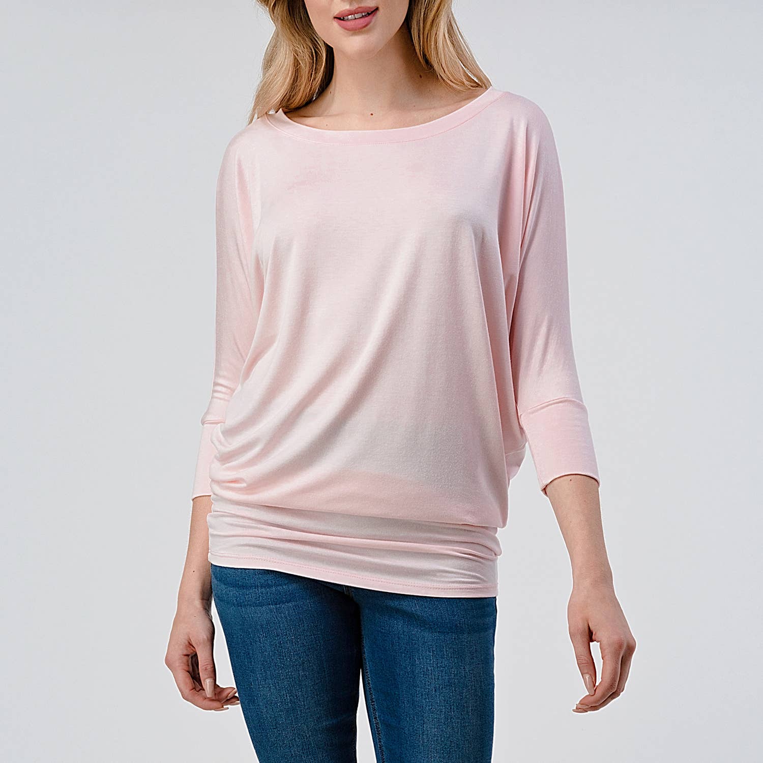 Heimious - Wholesale Knit Top - Women's - 3/4 Dolman Sleeve Round neck Modal Jersey  Top, 250346