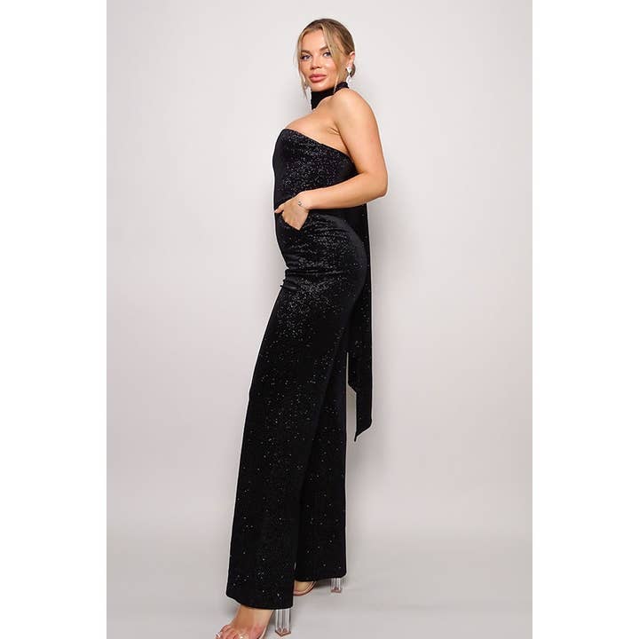 CEFIAN FASHION - Wholesale Jumpsuit - Women's - EMMALYN SCARF NECK VELVET JUMPSUIT4