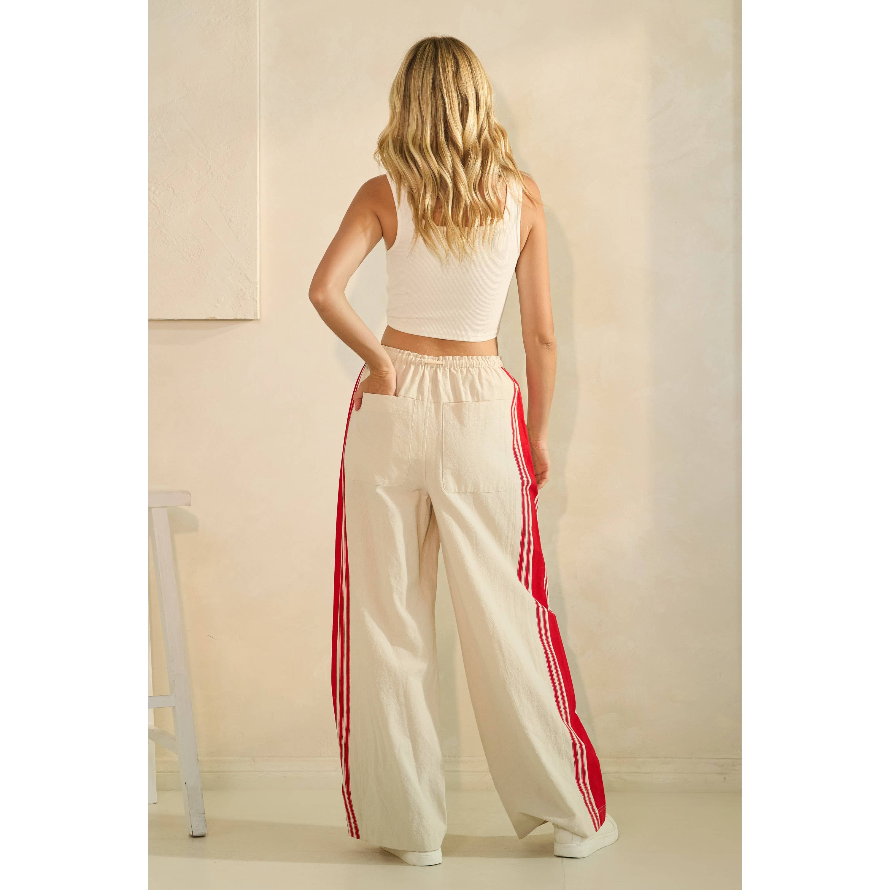 Ivory Sport Striped Wide Legged Pants for wholesale on Faire8