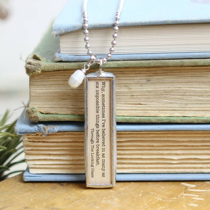 Jennifer Dahl Designs LLC - Wholesale Pendant/Charm Necklace - Through The Looking Glass Literary Book Charm Necklace