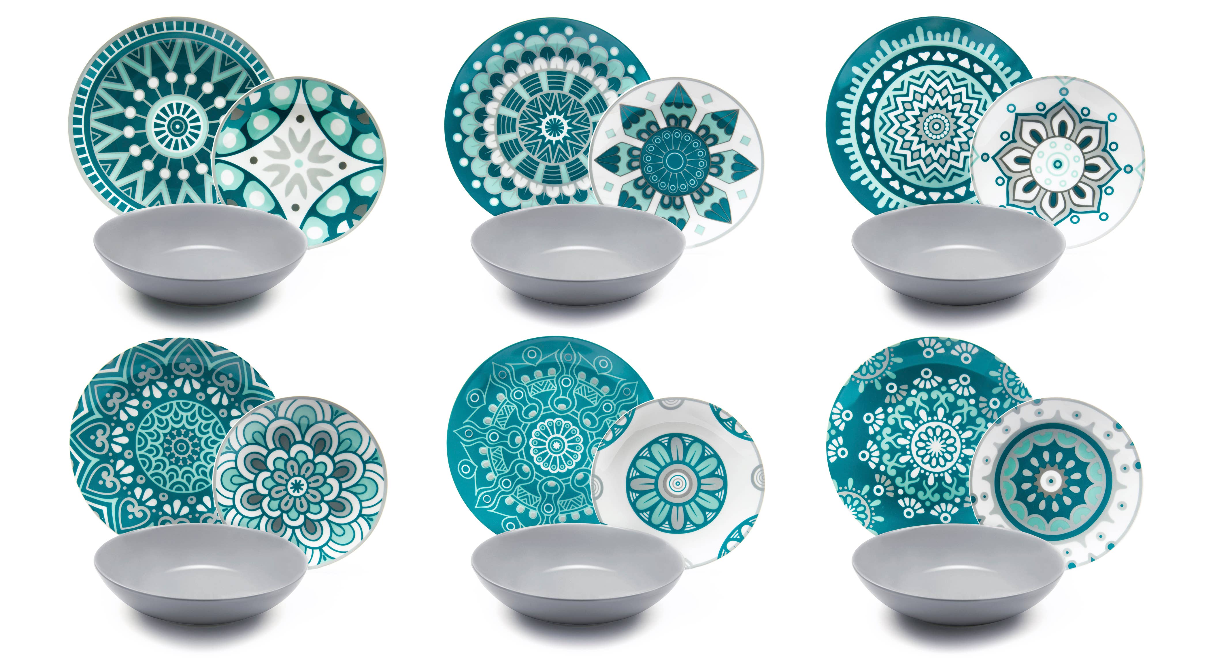 multicolour 18 Mandala Dinnerware Set for wholesale on Faire0