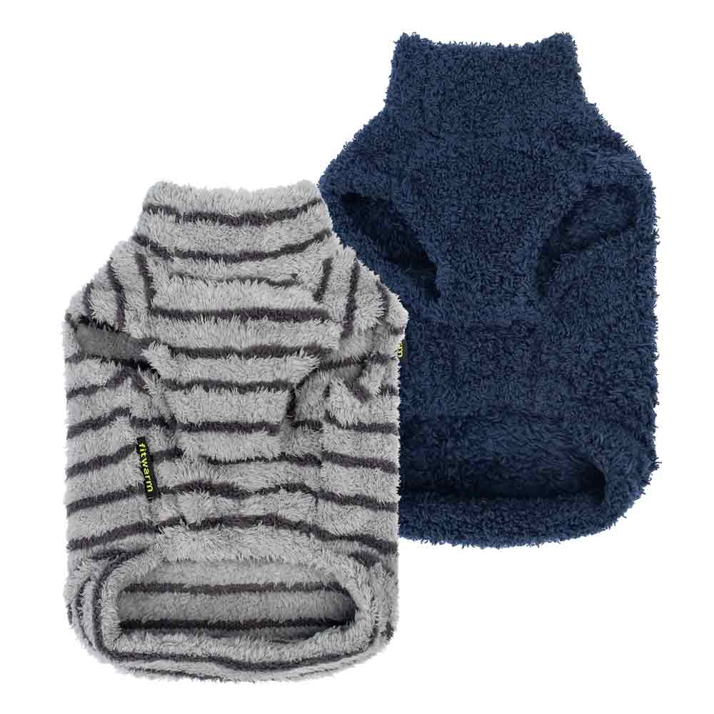 Gray 2 Pack Striped Dog Fleece Sweater for wholesale on Faire1