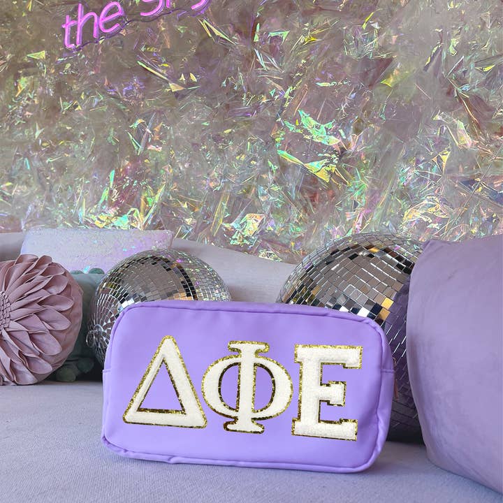 The Crafty Engineer - Wholesale Makeup/Cosmetic Bag - Sorority Nylon Glitter Greek Letter Patch Travel Bag4