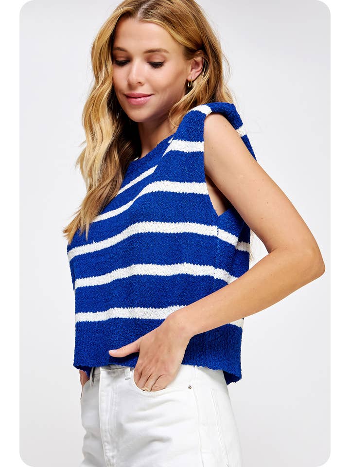 Strut & Bolt - Wholesale Tank Top - Women's - Shoulder Pad Sleeveless Textured Striped Knit Top4