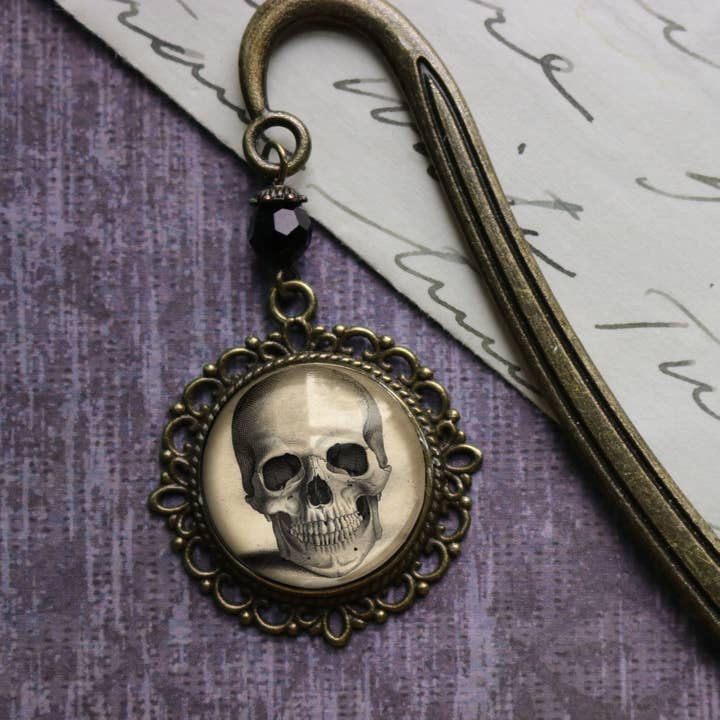 The Divine Iguana - Wholesale Bookmark - Pale Skull Day of the Dead or Halloween Bronze Bookmark