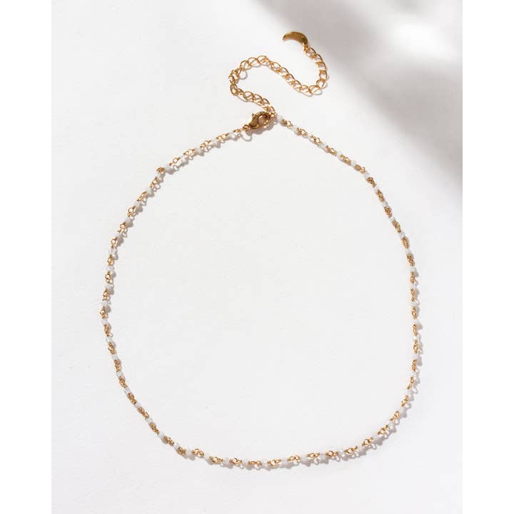 Luna Norte - Vente Collier maille et chaîne - Collier à col drapé de pierres précieuses pour tous les jours - Moonstone