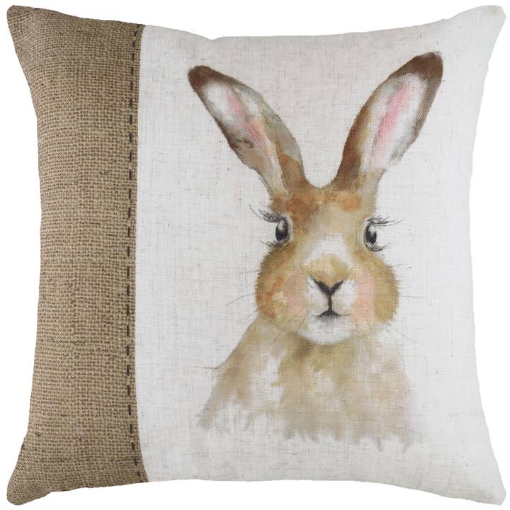 Hessian Hare Square Cushion White for wholesale on Faire