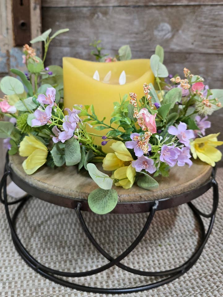 Buttercup Wildflowers 6.5in Candle Ring for wholesale by Wholesale Home Decor