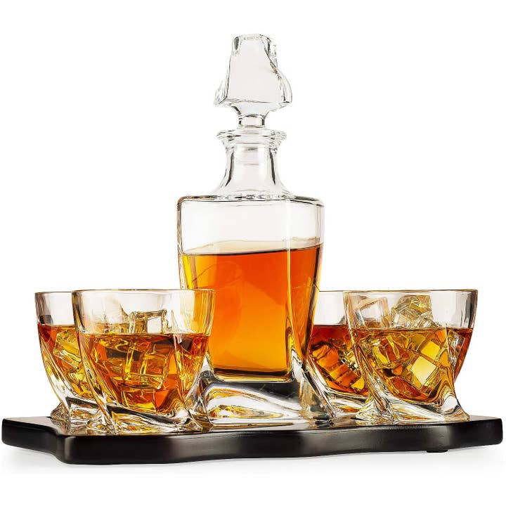 The Wine Savant / Khen Glassware – wholesale Dekanter – Europeisk stil whisky och vin Twist Spiral karaff med 4