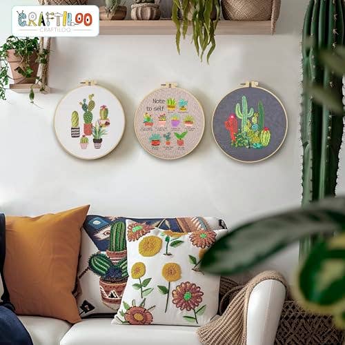 Craftiloo – wholesale Embroidery/cross-stitch supplies – CRAFTILOO Embroidery Kits for Adults Cactus2