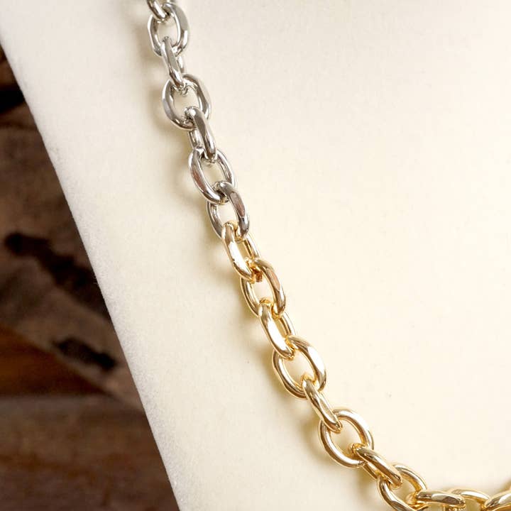 PennyLine inc - Wholesale Link & Chain Necklace - Dual-Tone Chunky Chain Necklace with Toggle Closure3