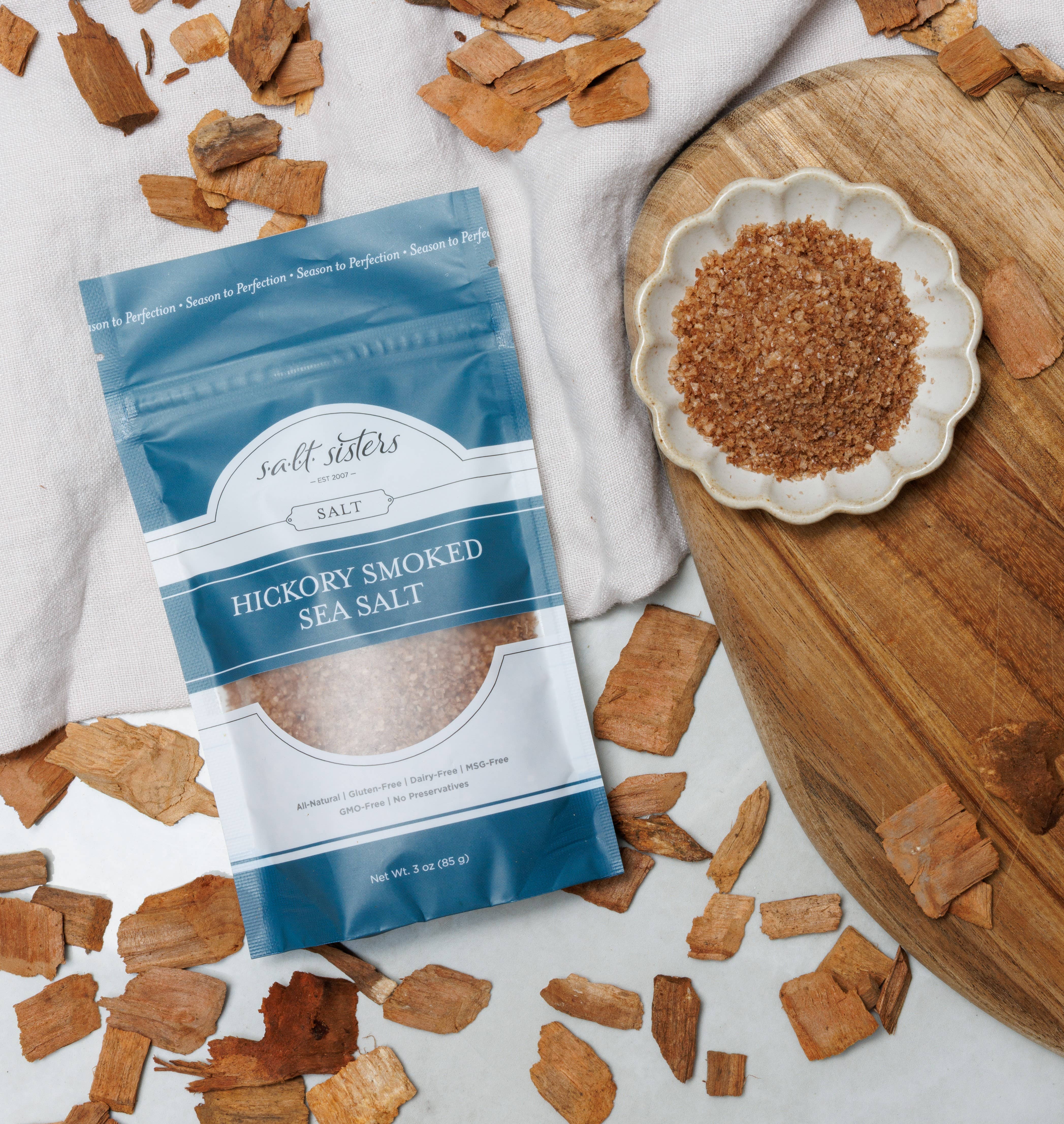 Salt Sisters - Vendita all'ingrosso Sale - Sale marino completamente naturale - Hickory affumicato - 3 oz3