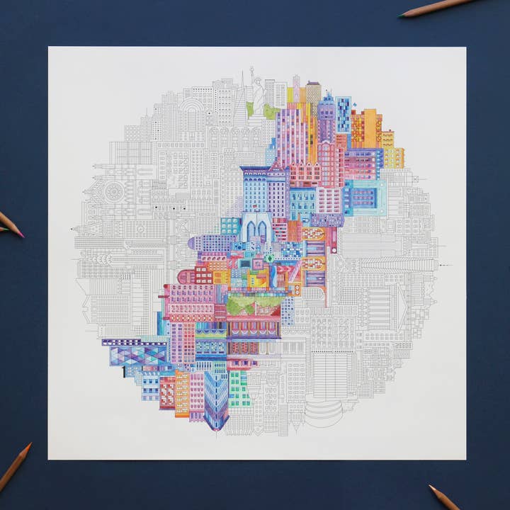 New York Coloring Mandala Poster for wholesale by The City Works