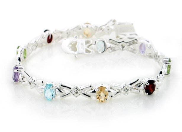 Silver Insanity – wholesale Tennis bracelet – Sterling Silver Blue Topaz, Amethyst, Peridot, Citrine, Garnet Gemstone Bracelet0