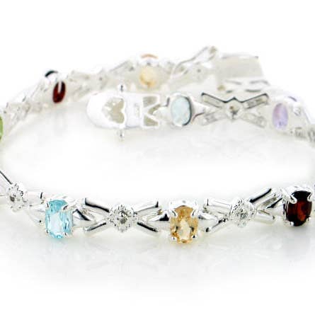 Silver Insanity - Wholesale Tennis bracelet - Sterling Silver Blue Topaz, Amethyst, Peridot, Citrine, Garnet Gemstone Bracelet