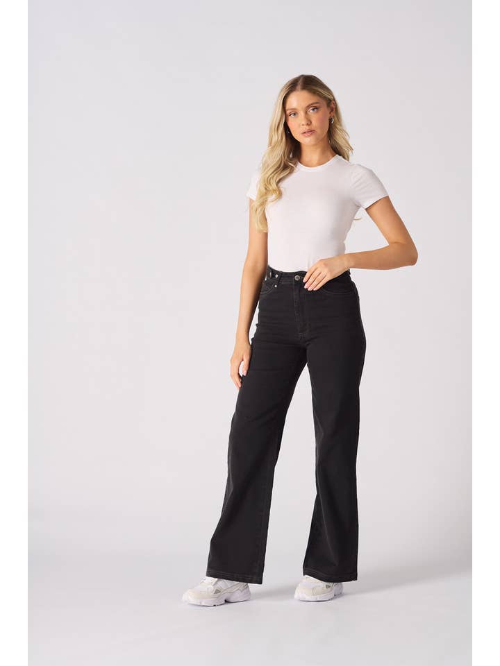 JMOJO UK Limited - Wholesale Jeans - Women's - WIDE LEG SCULPT JEANS - BLACK WASH