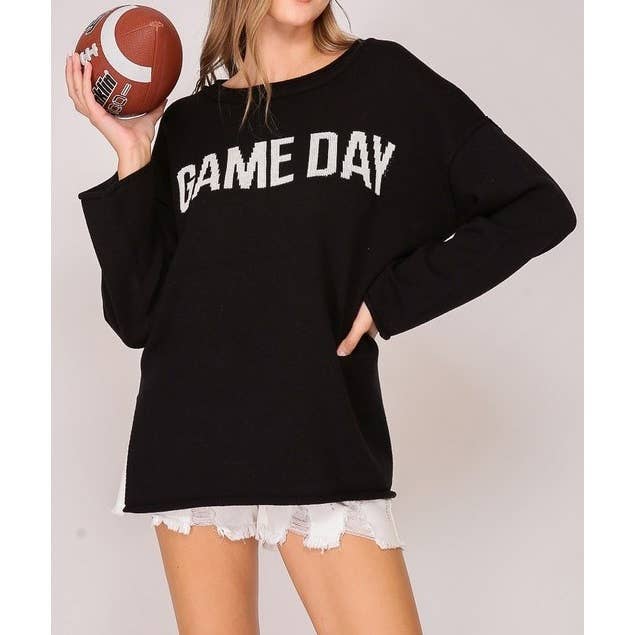 Paperdoll - Wholesale Graphic Sweatshirt - Women's - GAME DAY ROUND NECK SWEATER TOP