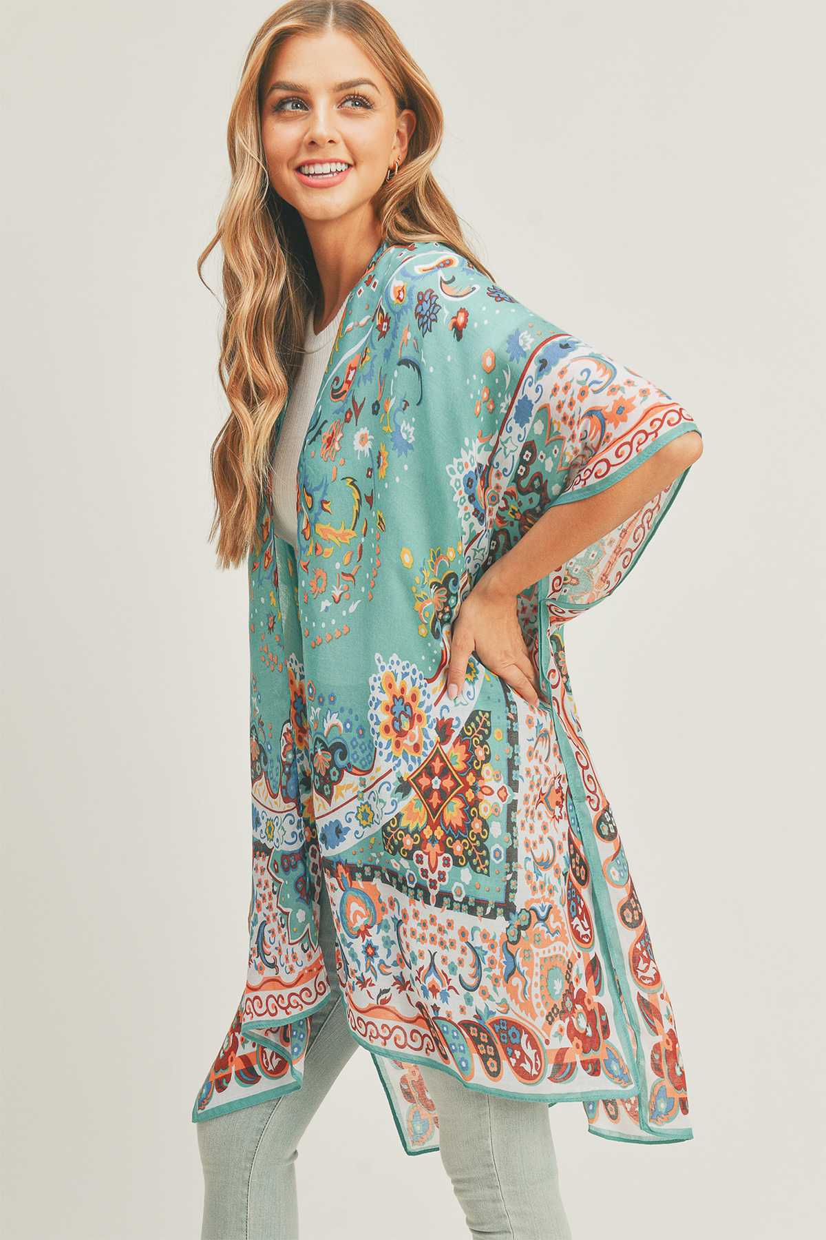 anbfashion - Wholesale Kimono - Women's - BOHO PRINT KIMONO MS02871