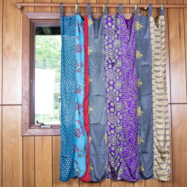 Sunshine Joy - Venta al por mayor Cortinas - Varias cortinas de patchwork de sari, 54 x 63 pulgadas