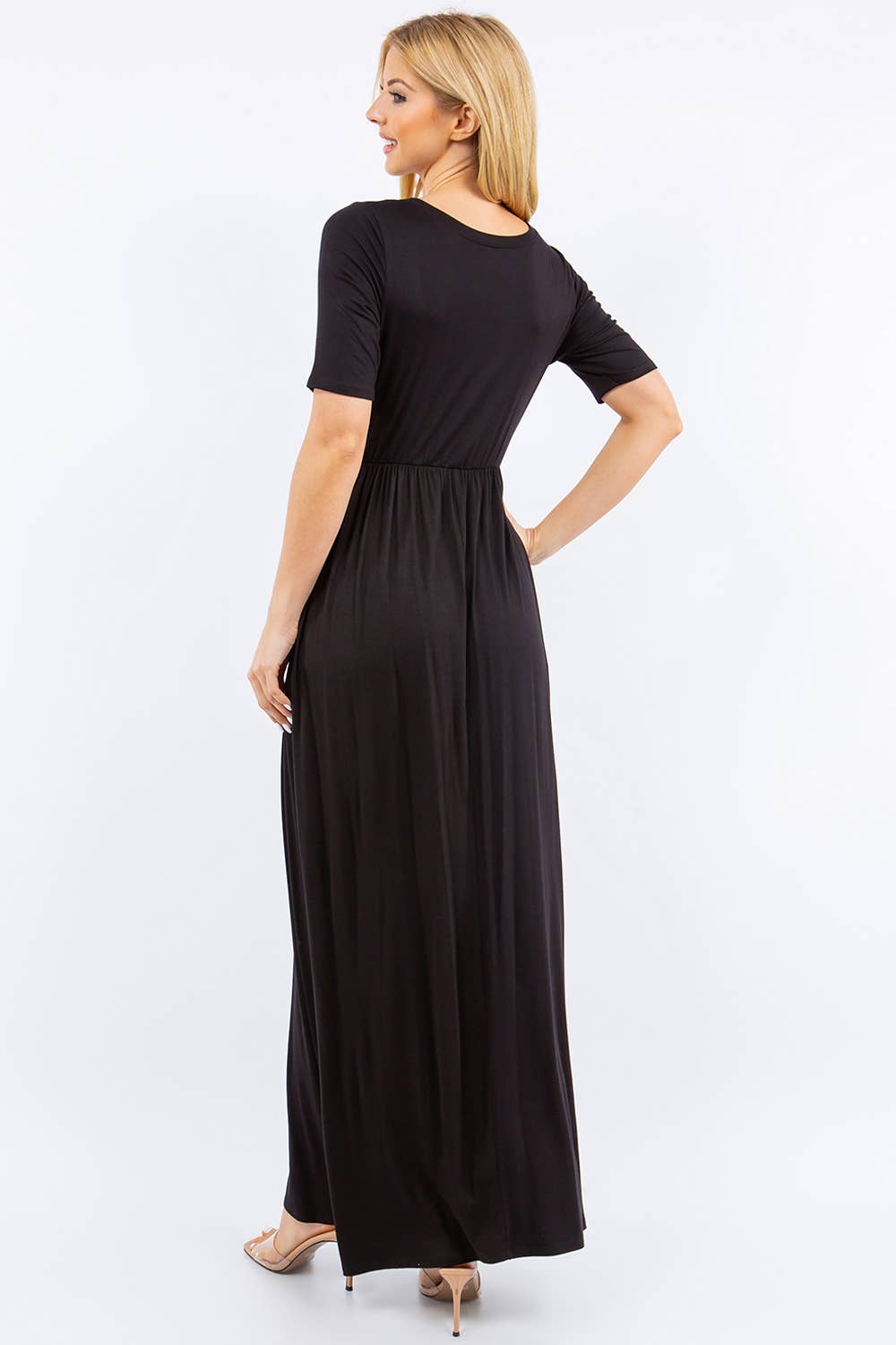 Celeste Clothing - Wholesale Dress - Women's - PLUS SIZE MODEST MAXI DRESS WITH POCKETS -CD23411T-PL17