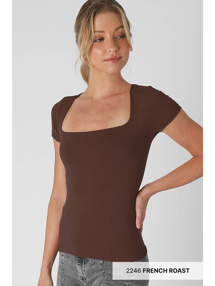 NIKIBIKI - Wholesale Knit Top - Women's - NS8326- Square Neck SS Top2