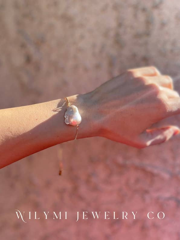 White Baroque Pearl Slider Bracelet | GF for wholesale by WILYMI Jewelry Co