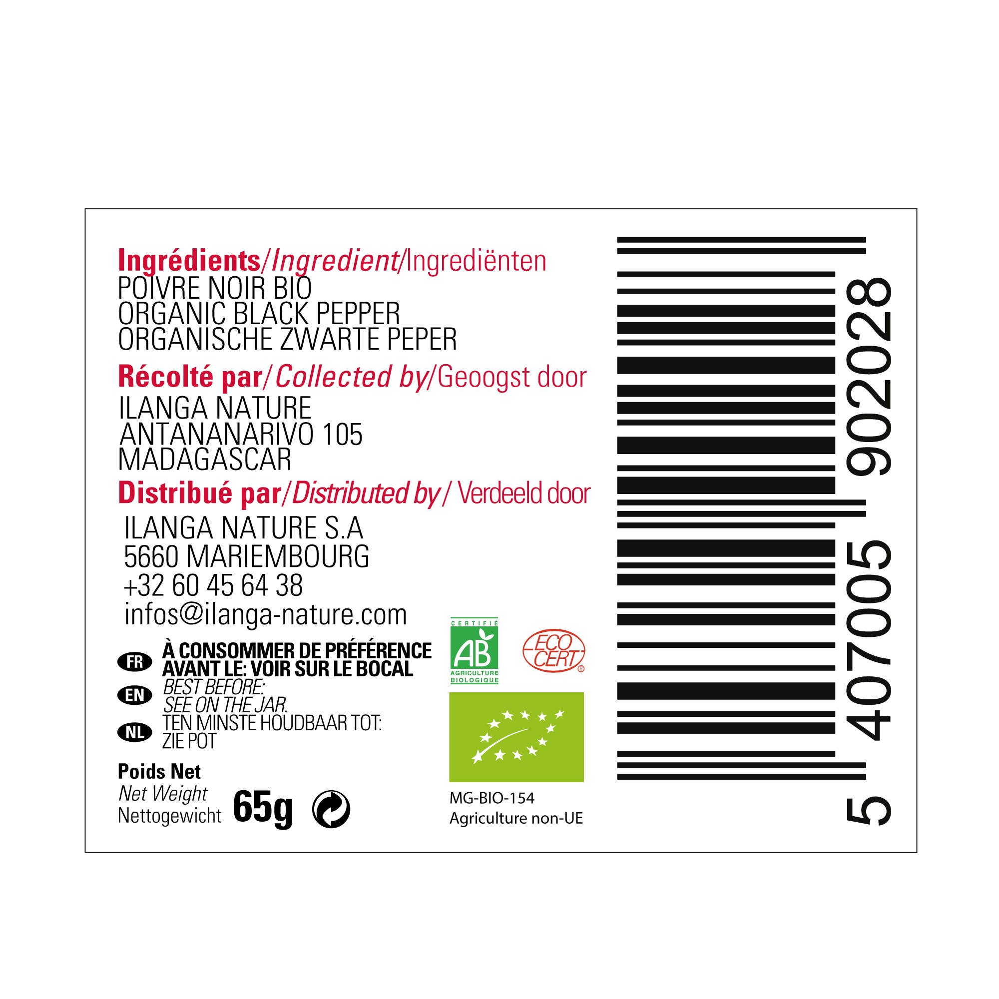 Ilanga Nature - Venta al por mayor Pimienta molida/en grano - Pimienta negra orgánica 65 g3