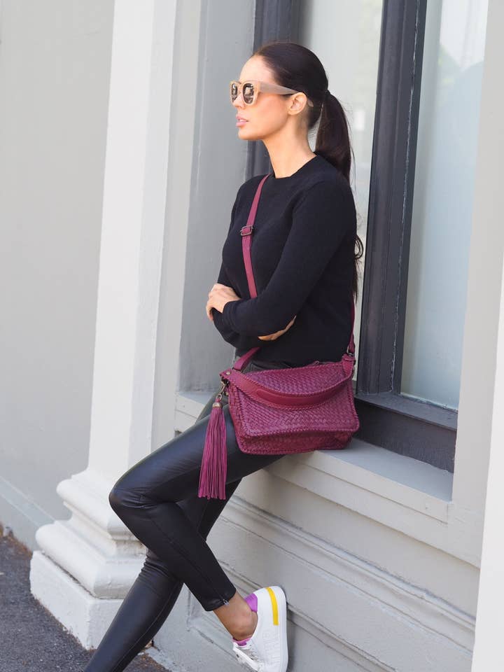 Gabrielle Messenger | Berry for wholesale by Cadelle Leather