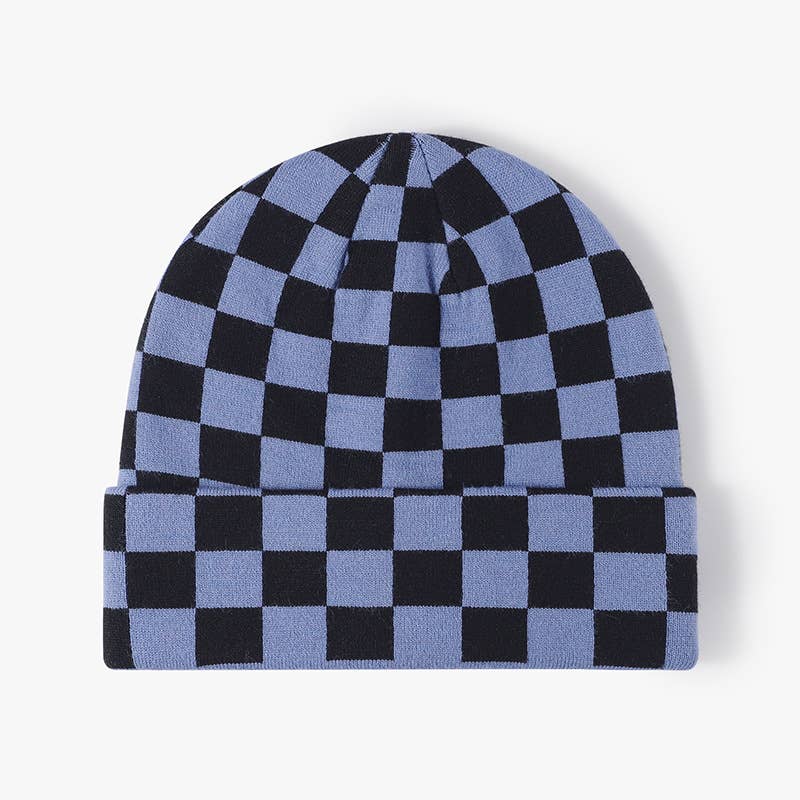 MKS America - Wholesale Beanie - Women's - Stylish Checkerboard Plaid Knit Hat3