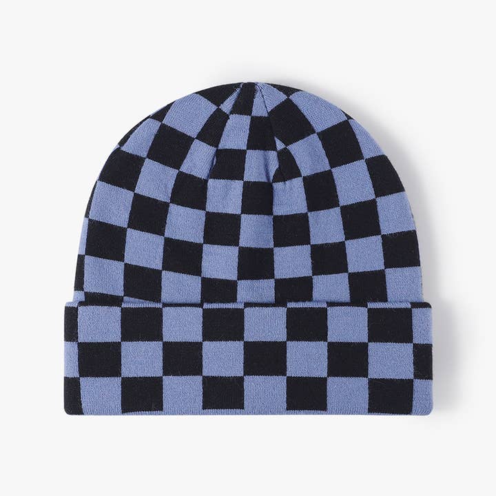 MKS America - Wholesale Beanie - Women's - Stylish Checkerboard Plaid Knit Hat3