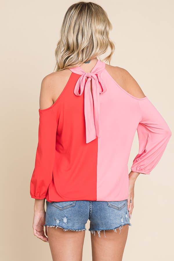 Culture Code - Wholesale Knit Top - Women's - CJT1409Q - TIE NECK COLD SHOULDER TOP3