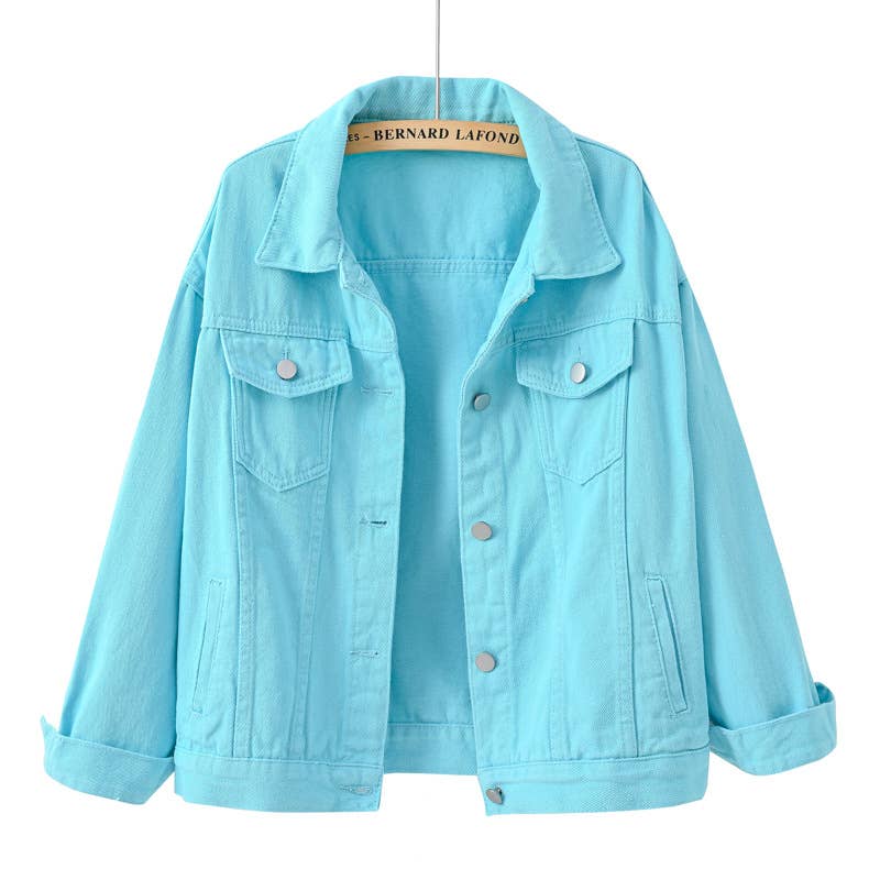 Lily Clothing - Wholesale Denim Jacket - Women's - Solid color slim cropped denim jacket casual jacket12