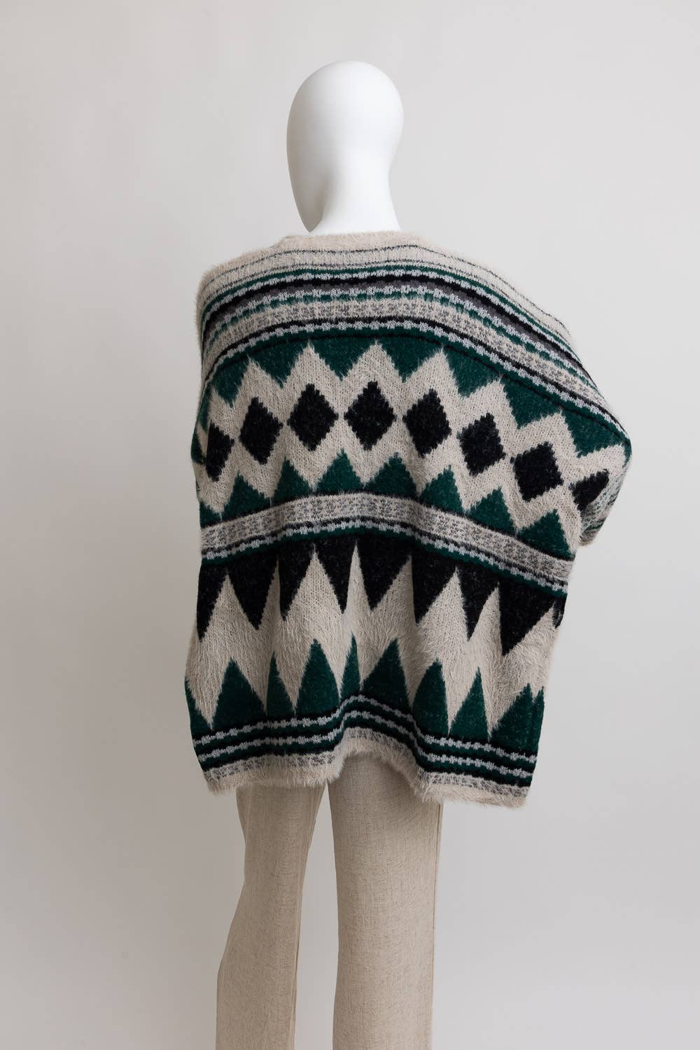 Leto Accessories - Vente Cardigan – femme - Ceinture Ruana en fausse fourrure bohème avec poches douillettes - Cardigan tribal14