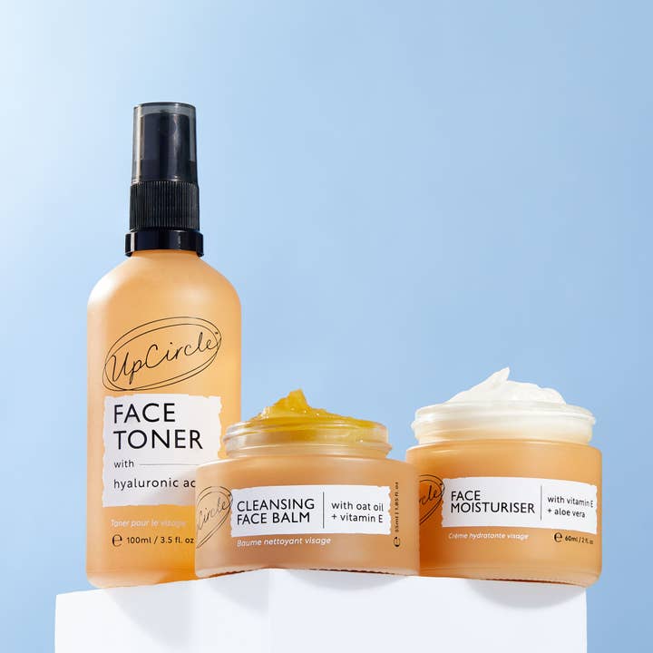 UpCircle Beauty UK - Wholesale Facial Care Set/Kit - Eco Friendly Vegan Gift - Cleanse, Tone + Moisturise Set