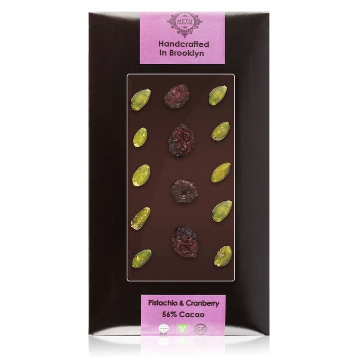 Dark Chocolate Large Bar – Pistachio And Cranberry for wholesale by NETO Chocolate