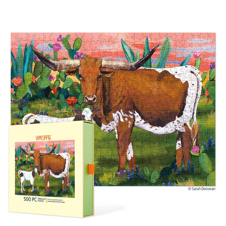 Longhorns Cows 500 Piece Puzzle for wholesale by WerkShoppe
