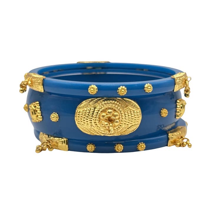 Resin Bangle Set with Gold Plated Brass Accent for wholesale by Treasure Jewelry