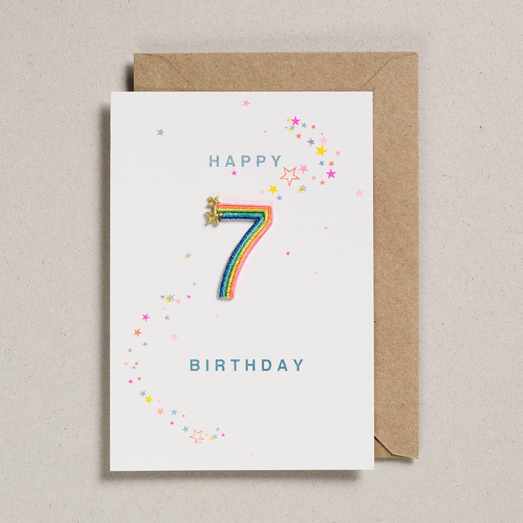 Petra Boase Ltd (US Duties Paid) – wholesale Birthday card – Rainbow Age Patch - Pack of 6 - Age 7