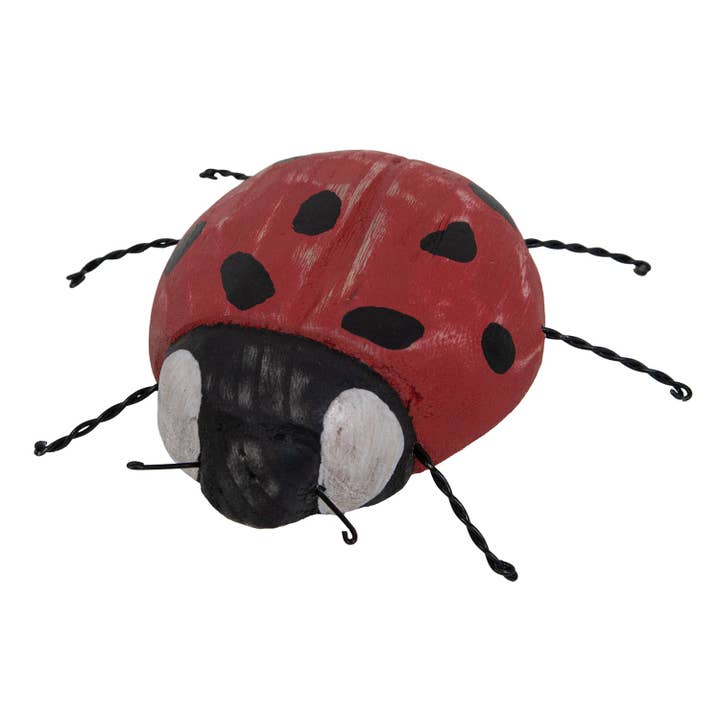 The Hearthside Collection - Wholesale Decorative Tabletop Object - Distressed Wooden Ladybug w/Wire Legs