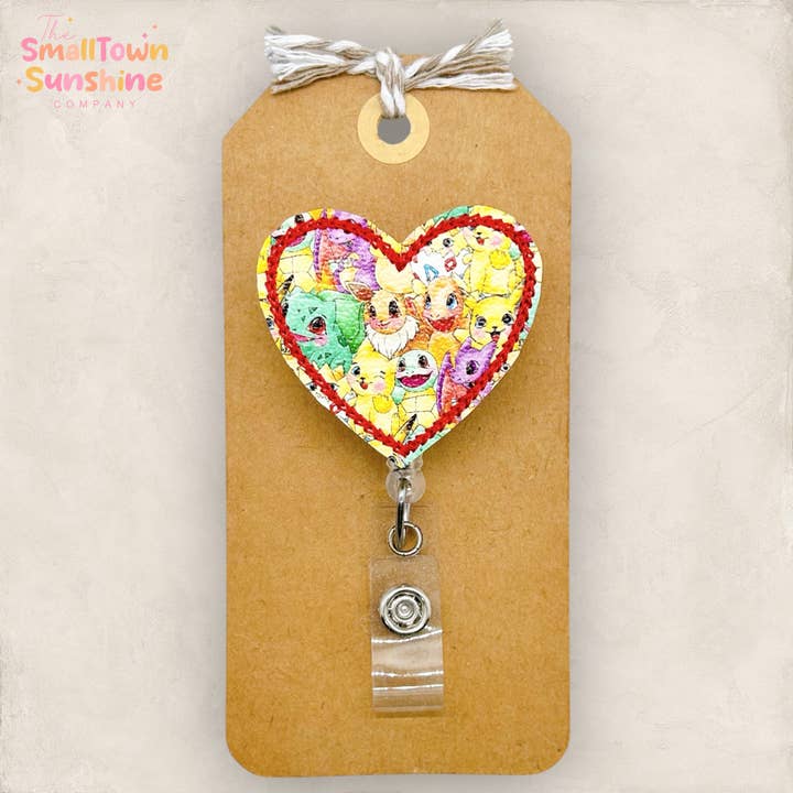 Bobine de badge cœur Poke Friends pour la vente par The SmallTownSunshine Company