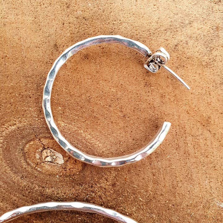 Kaali Boutique - Wholesale Hoop Earrings - Elegant Silver Hoops / Hammered / Silver Hoops / Ethnic Boho Classic XL Bohemian Marriage Bridal Jewelry Hippie Hiphop Festival1