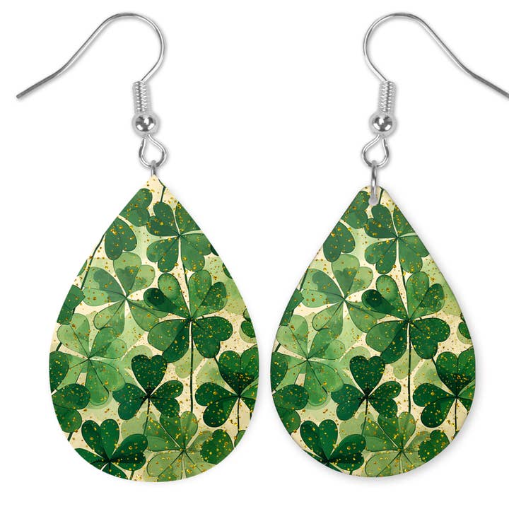 Shamrock Tear Drop Earrings-Choose Design for wholesale by JAC Wholesale