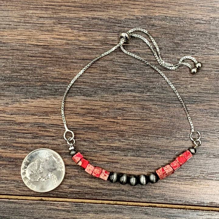 ISAC Trading Inc - Wholesale Beaded Bracelet - 711175, Handmade Navajo Bead, Gemstone Adjustable Bracelet