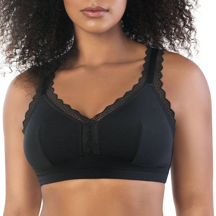 PARFAIT Dalis P5641 Women's Full Busted and Curvy Wire Free Bralette - Black for wholesale by PARFAIT