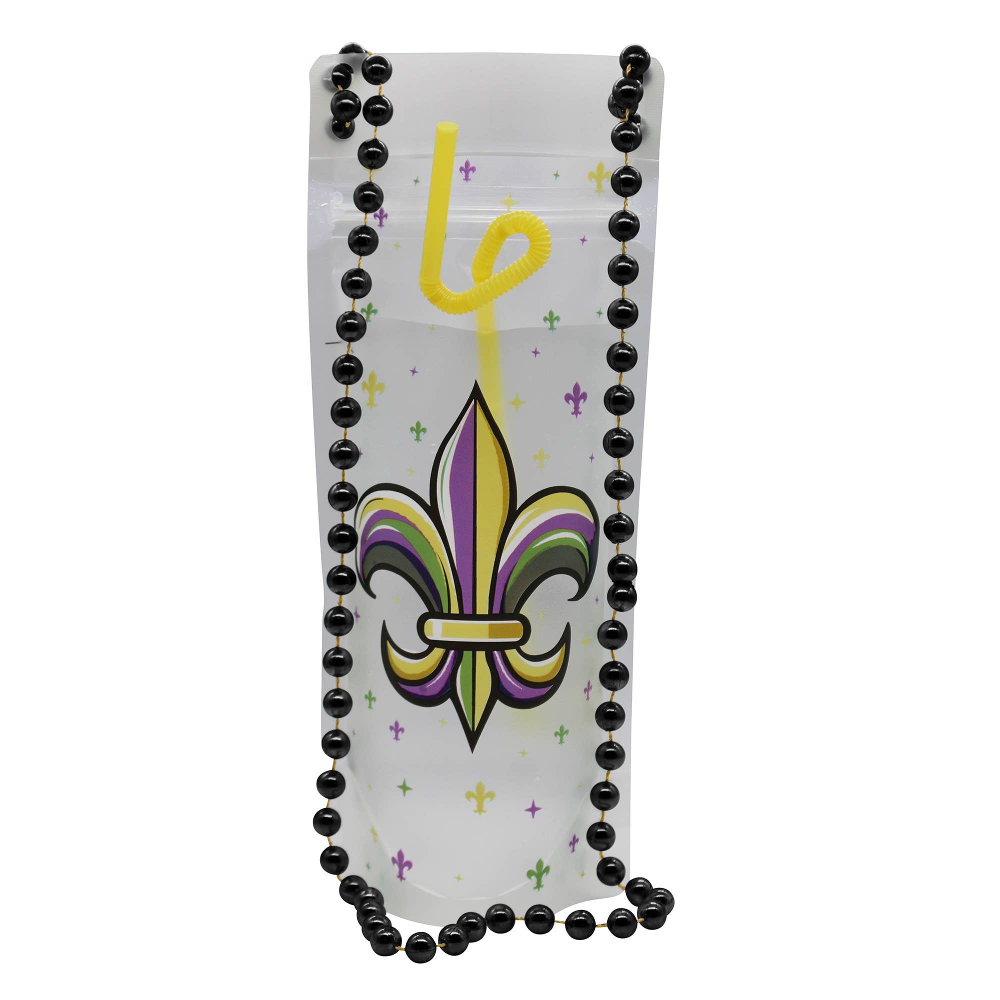 NeckSip – wholesale Party gift – FLEUR-DE-LIS Mardi Gras Wearable Drink Pouches (16oz | 2-pk)0