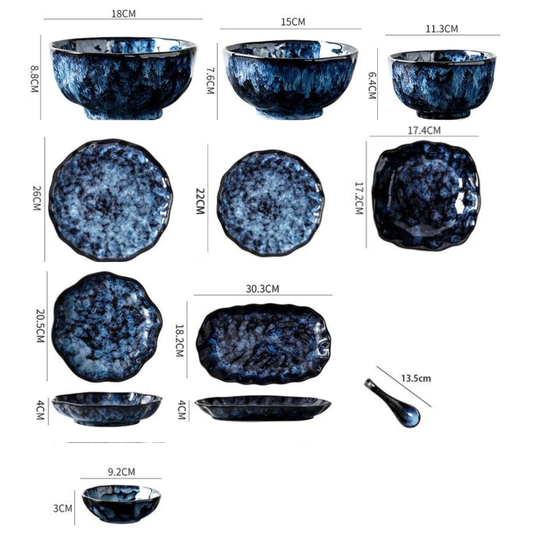 BRECK + FOX - Vente Service à vaisselle - Ensemble de dîner 10 pièces Blue Nebula22