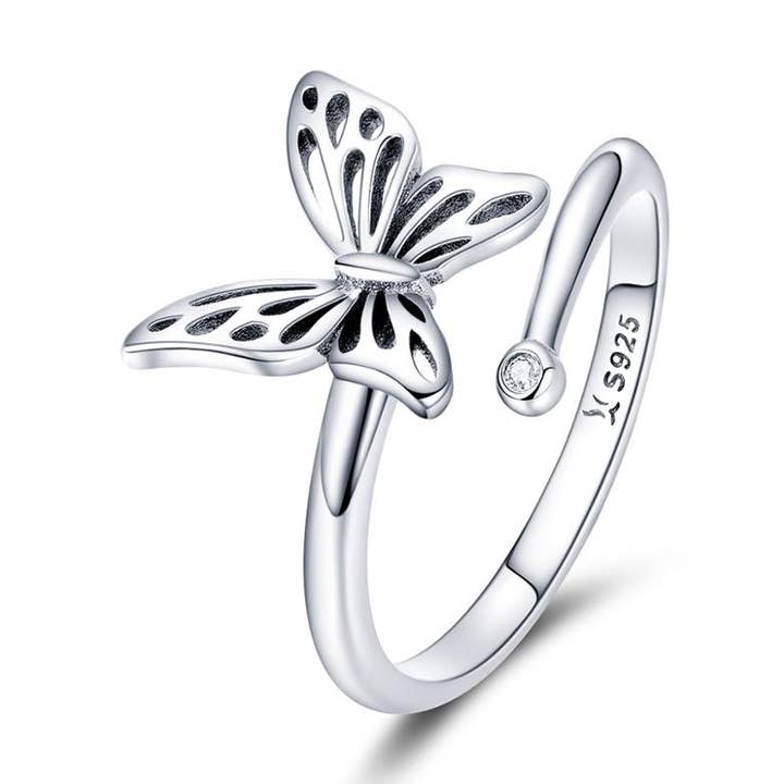 RP 31 Butterfly design silver 925 adjustable ring for wholesale by COPPER ARTS INC.