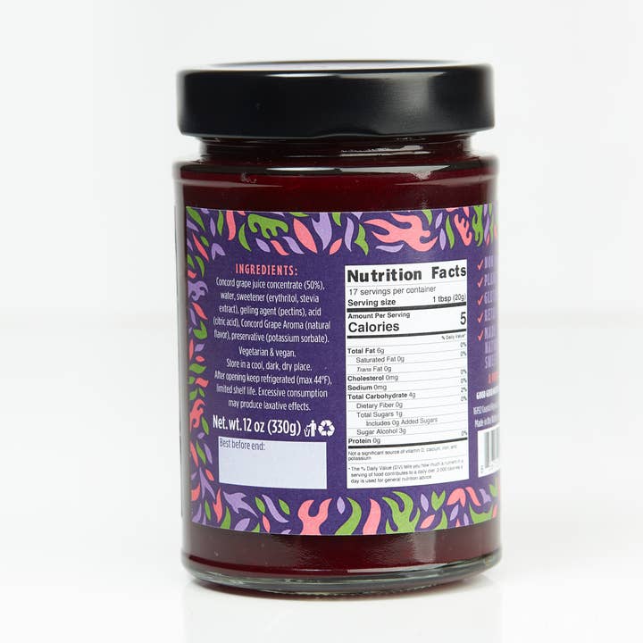 GOOD GOOD - Vente Confiture/gelée - Gelée de raisin Concord - Sans sucre ajouté