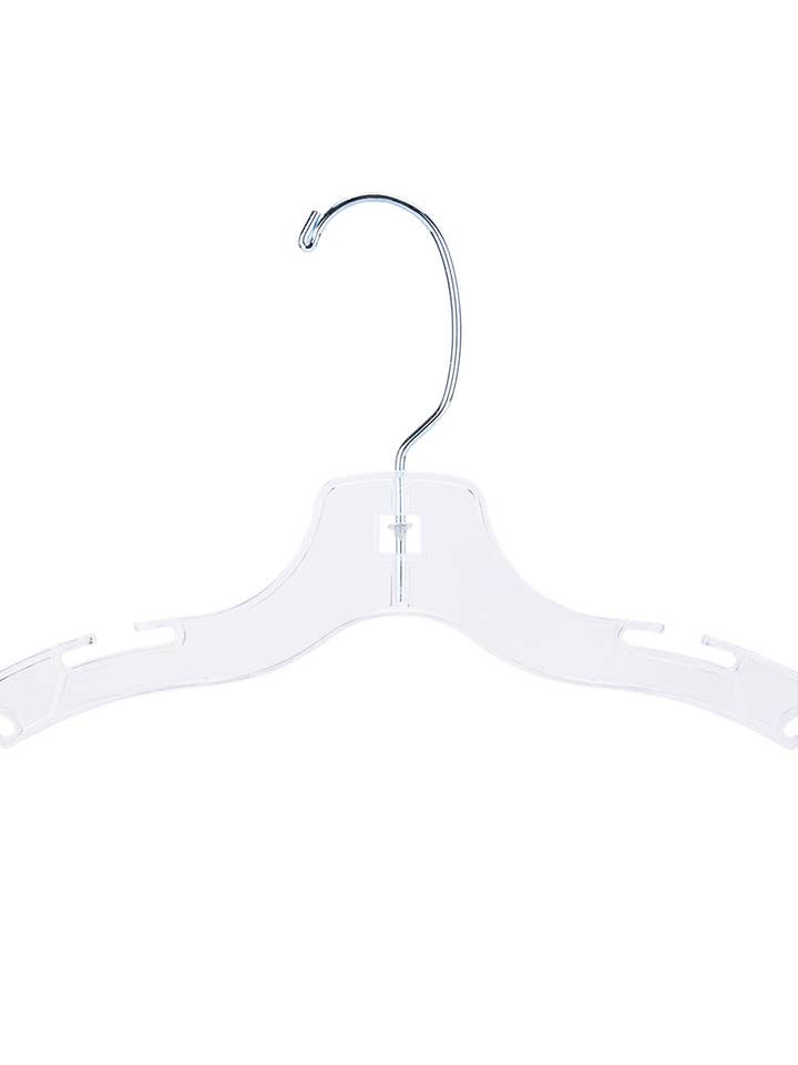12" Clear Plastic Children's Dress Hangers - Case of 100 for wholesale by Store Supply Warehouse